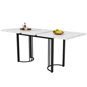 Redom JEDÁLENSKÝ stôl 140-179, 5/80/75, 5 cm rozkladací s kovovou podnožou a MDF doskou, Čierna/Biela vyobraziť