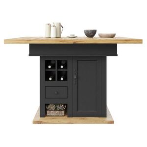 Redom JEDÁLENSKÝ stôl 110-140/80/75 cm výsuvný, s úložným priestorom a magnetickými dvierkami, Čierna/Prírodná vyobraziť