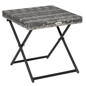OKWISH ZÁHRADNÝ stolík 40/40/40 cm sivý skladací z polyratanu s kovovou konštrukciou vyobraziť