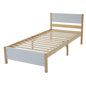 OKWISH JEDNOLÔŽKO 90/200 cm biela a prírodná z borovicového dreva a MDF so stredovou nohou a lamelovým roštom vyobraziť