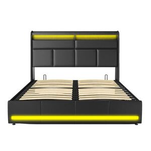 SHOPENTRA ČALÚNENÁ posteľ 160/200 cm čierna s boxom a USB portami vyobraziť