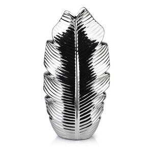 Mondex VÁZA Leaf Silver 7, 5x17x35 cm Keramika Strieborná vyobraziť