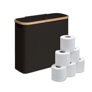 Relaxdays ZÁSOBNÍK Čierny na toaletný papier 12 roliek polyester bambus vyobraziť