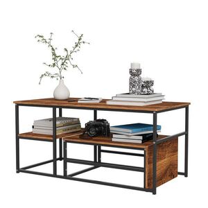 EuroLiving KONFERENČNÝ stolík 105x52 cm s 2 policami a kovovým rámom, moderný vyobraziť