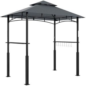 Modfu GRILOVACÍ altánok z kovu 243x148x248 cm tmavosivý s LED osvetlením, dvojitou strechou a bočnými policami vyobraziť