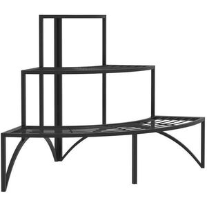 Modfu KVETINOVÝ stojan z kovu 87x60x60 cm čierny trojstupňový do rohu s priestorovo úsporným dizajnom vyobraziť