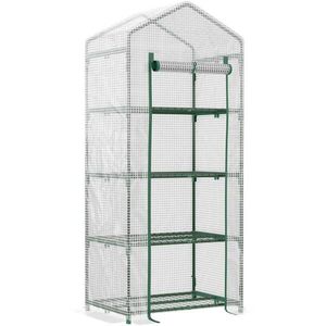 Modfu PESTOVATEĽSKÝ fóliovník z PVC 70x50x160 cm biely s 4 policami a rolovacím vstupom vyobraziť
