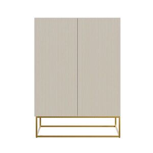 Selsey HIGHBOARD 2dverová Veldio sivobéžová so zlatým kovovým rámom 90 cm vyobraziť