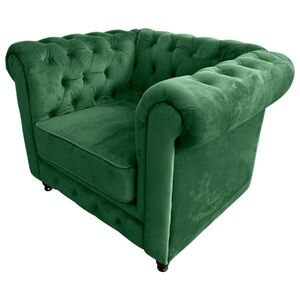 Xora KRESLO CHESTERFIELD, textil, zelená, čierna vyobraziť