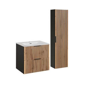 Petits-meubles KÚPEĽŇOVÝ NÁBYTOK 60.2cm Gaia 2-dielna súprava Dubové drevo a čierna farba vyobraziť