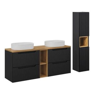 Petits-meubles KÚPEĽŇOVÝ NÁBYTOK 140.4cm Riva 2-dielna súprava Čierna a drevo vyobraziť