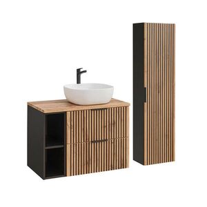 Petits-meubles KÚPEĽŇOVÝ NÁBYTOK 80.6cm Gaia 2-dielna súprava Dubové drevo a čierna farba vyobraziť