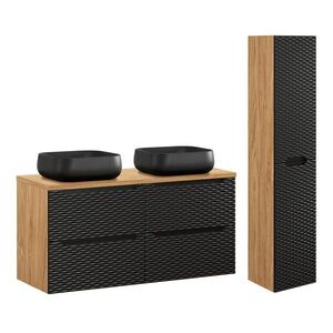 Petits-meubles KÚPEĽŇOVÝ NÁBYTOK 120cm Elora 2-dielna súprava Čierna a drevo vyobraziť