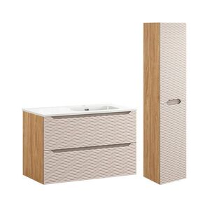 Petits-meubles KÚPEĽŇOVÝ NÁBYTOK 90cm Elora 2-dielna súprava Béžová a drevo vyobraziť