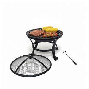Relaxdays OHNISKO Čierne s grilovacím roštom 50x55 cm vyobraziť
