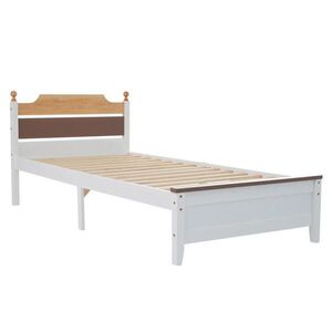 OKWISH JEDNOLÔŽKOVÁ posteľ 90/200 cm biela z masívneho borovicového dreva a MDF so zdobeným čelom a stredovými nohami vyobraziť