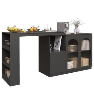 Redom BAROVÁ skrinka z MDF 120/40/97 cm, otočná o 360°, s úložným priestorom a sklenenými dvierkami, Čierna vyobraziť