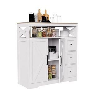 EuroLiving KOMODA MDF, 3 zásuvky, 2 dvierka, 100 cm, biela a drevená vyobraziť