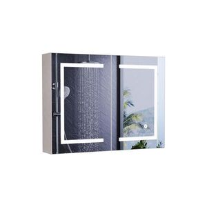ZRKADLOVÁ skrinka 80 cm s LED, dvojkrídlové dvere, biela vyobraziť