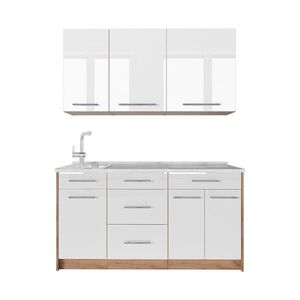 Vicco SAMOSTATNÁ KUCHYŇA Fame-Line, Biely vysoký lesk/Dub Goldkraft, 150 cm, AP Marble vyobraziť