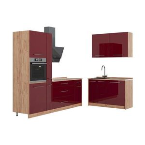 Vicco KUCHYŇA Fame-Line, Bordeaux vysoký lesk/Dub Goldkraft, 220 x 120 cm, AP Oak vyobraziť