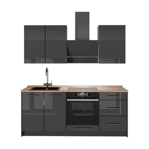 Vicco SAMOSTATNÁ KUCHYŇA Fame-Line, Antracit vysoký lesk/antracitová, 190 cm, AP Oak vyobraziť