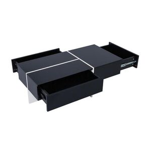 OKWISH KONFERENČNÝ stolík 100/50/34, 5 cm čierny z drevotriesky s LED osvetlením ovládaným aplikáciou a 3 zásuvkami vyobraziť