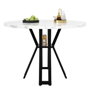OKWISH JEDÁLENSKÝ stôl 100/100/76 cm čierny z MDF a kovu s mramorovým dekorom a nastaviteľnými nohami vyobraziť