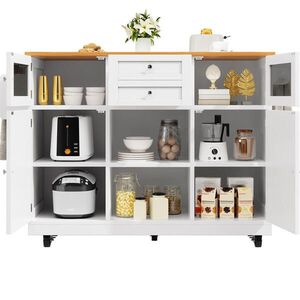 OKWISH SERVÍROVACÍ vozík 140/40/93, 5 cm biely z MDF so sklopnými bočnicami a kolieskami vyobraziť
