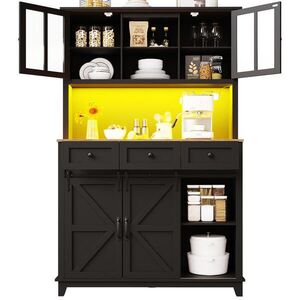 OKWISH VYSOKÁ kuchynská skrinka 105/38, 4/180 cm čierna s LED osvetlením a posuvnými dverami z MDF vyobraziť