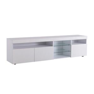 OKWISH TV skrinka 180/35/48 cm biela s LED osvetlením z MDF a skla vyobraziť