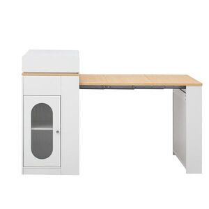 OKWISH KUCHYNSKÝ ostrovček 83/46–146, 5/96 cm biely z MDF a skla s výsuvnou skladacou doskou a úložným priestorom vyobraziť
