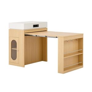 OKWISH KUCHYNSKÝ ostrovček 83/46–146, 5/96 cm prírodná a biela z MDF a skla s výsuvným stolom a úložným priestorom vyobraziť