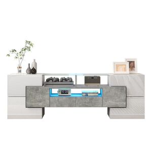 OKWISH TV stolík 145/30/51 cm bielo-betónový s LED osvetlením z MDF a drevotriesky vyobraziť