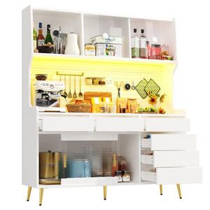 OKWISH VYSOKÁ skrinka 145/39/171 cm biela z MDF a skla s LED osvetlením posuvnými dverami a ovládaním cez aplikáciu vyobraziť
