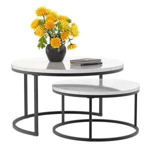 OKWISH KONFERENČNÝ stolík 80/45 a 60/33, 5 cm biely a čierny z MDF a železa s moderným skladacím dizajnom vyobraziť