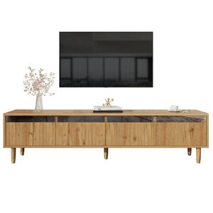 OKWISH TV stolík 178/35/45 cm vo farbe dreva so 4 zásuvkami a káblovým vedením z MDF vyobraziť