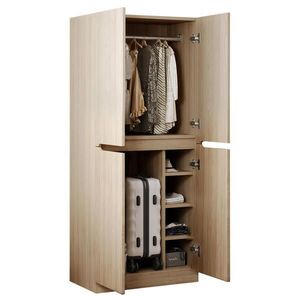 OKWISH ŠATNÍK 70/40/170 cm v prírodnej farbe dreva s dvojdverovým úložným priestorom z dreva a MDF vyobraziť