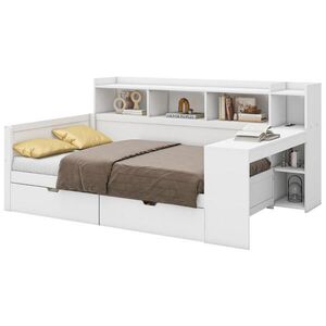 OKWISH POSTEĽ 90/200 cm biela s písacím stolom úložným priestorom a USB z drevotriesky a MDF vyobraziť