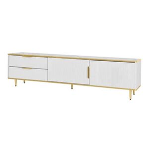 OKWISH TV skrinka 170/37/45 cm biela so zlatými detailmi s úložným priestorom z MDF a drevotriesky vyobraziť