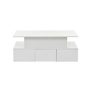 OKWISH KONFERENČNÝ stolík 100/50/40 cm biely z MDF s výklopnou doskou LED osvetlením a 4 zásuvkami vyobraziť