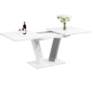 OKWISH JEDÁLENSKÝ stôl 120–160/80/76 cm biely rozkladací z MDF a kovu vyobraziť