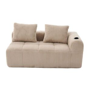 OKWISH DVOJMIESTNA pohovka 158/93/61 cm kaki s bočnými vreckami a držiakmi na nápoje z manšestru vyobraziť