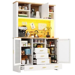 OKWISH PRÍBORNÍK 120/40/188 cm biely s dekorom dreva z MDF a skla s LED osvetlením a veľkým úložným priestorom vyobraziť