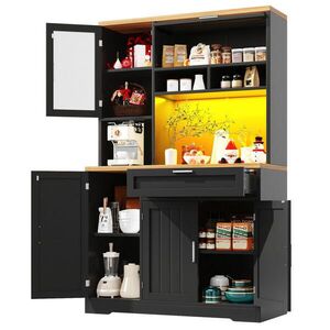 OKWISH VYSOKÁ skrinka 104/40/180 cm čierna s LED osvetlením z MDF a kovu vyobraziť