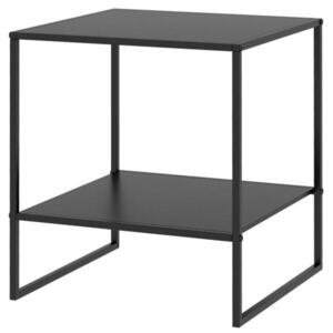 OKWISH PRÍRUČNÝ stolík 40/40/45 cm čierny z ocele s policou v industriálnom štýle vyobraziť
