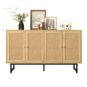 OKWISH KOMODA 140/39, 5/80 cm v dekore dreva so 4 dverami z drevotriesky s ratanovým výpletom a veľkým úložným priestorom vyobraziť