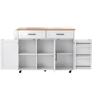 OKWISH KUCHYNSKÝ ostrovček 129/46(71)/91, 5 cm biely z MDF s rozkladacou doskou, úložným priestorom a kolieskami vyobraziť