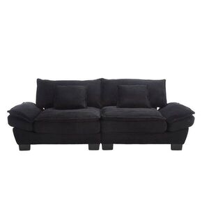 OKWISH DVOJMIESTNA pohovka 224/81/81 cm čierna zamatová s hlbokým sedom a vankúšmi vyobraziť