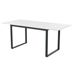 OKWISH JEDÁLENSKÝ stôl 140/180/80/75 cm biely rozkladací z MDF s mramorovým dekorom vyobraziť